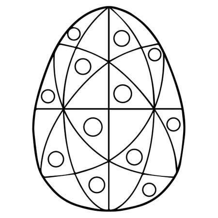 Vector easter egg coloring book page. Black symple geometric pattern on white backgroundのイラスト素材