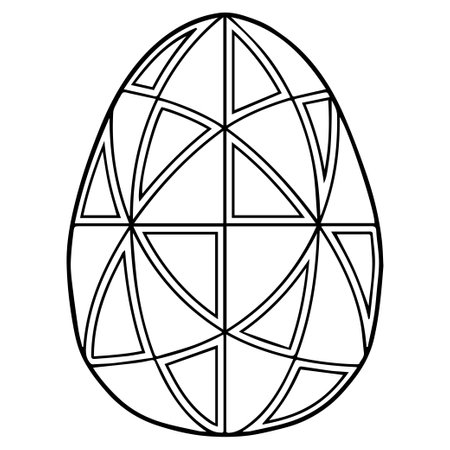 Vector easter egg coloring book page. Black symple geometric pattern on white backgroundのイラスト素材