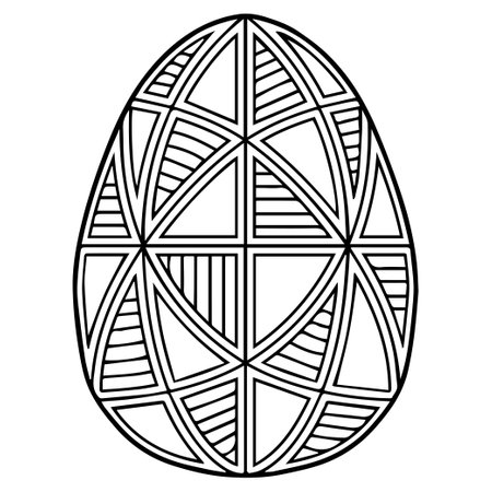 Vector easter egg coloring book page. Black symple geometric pattern on white backgroundのイラスト素材