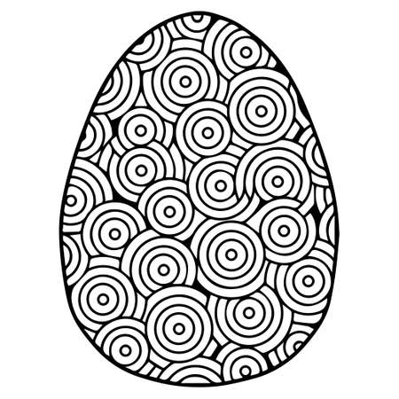 Vector coloring page. Black contour detailed easter egg in mandala style on white backgroundのイラスト素材