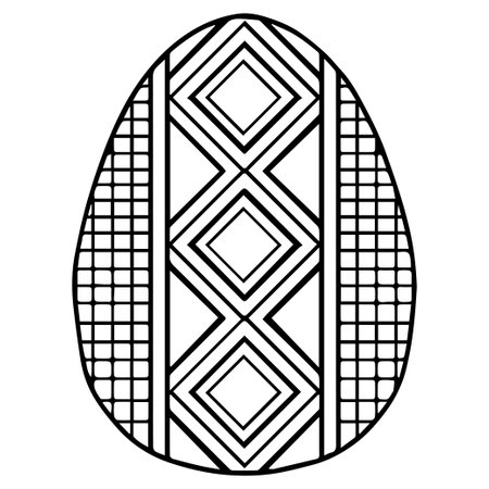 Vector easter egg coloring book page. Black symple geometric pattern on white backgroundのイラスト素材