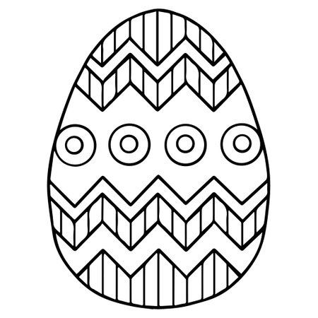 Vector easter egg coloring book page. Black symple geometric pattern on white backgroundのイラスト素材