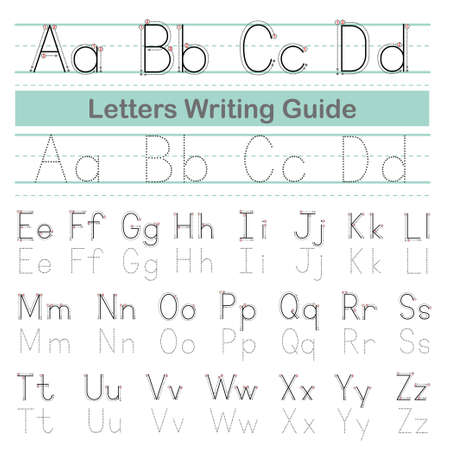 Letter Writing Guide. Tracing letters. Uppercase and lowercase letters Engish alphabetのイラスト素材
