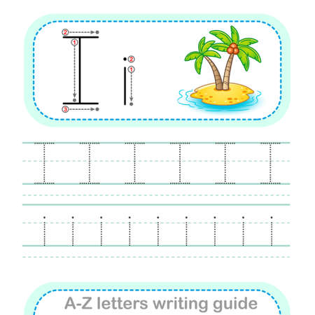 Letter Writing Guide. Worksheet Tracing letters I. Uppercase and lowercase English alphabetのイラスト素材