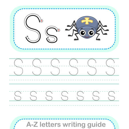 Letter Writing Guide. Worksheet Tracing letters S. Uppercase and lowercase English alphabetのイラスト素材