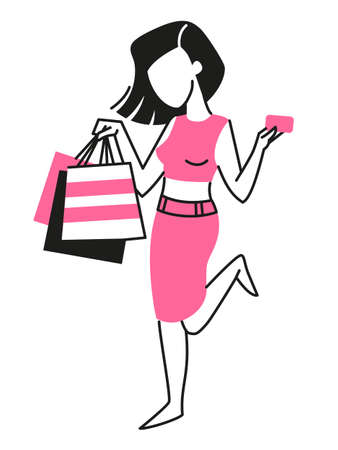 Vector illustration woman in a trendy minimalist styleのイラスト素材