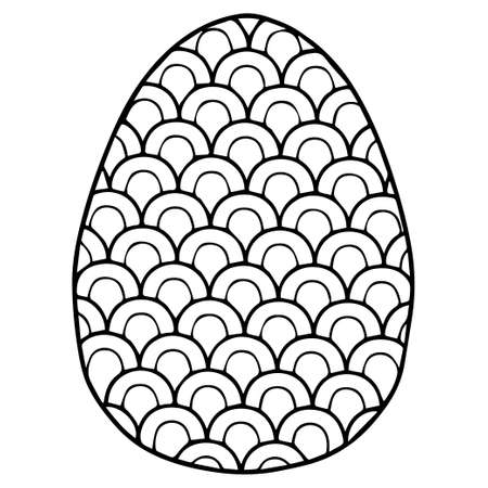 Vector easter egg coloring book page for adult coloring. Black geometric pattern on white backgroundのイラスト素材