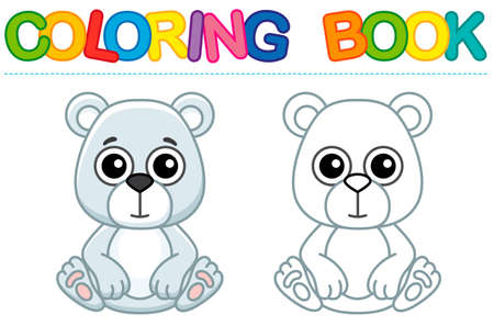 Zoo animal for children coloring book. Funny polar bear in a cartoon style. Trace the dots and color the pictureのイラスト素材