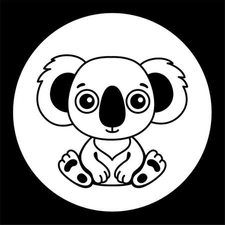 Black and white template funny koala. Silhouette illustration for newborn and nursery designのイラスト素材