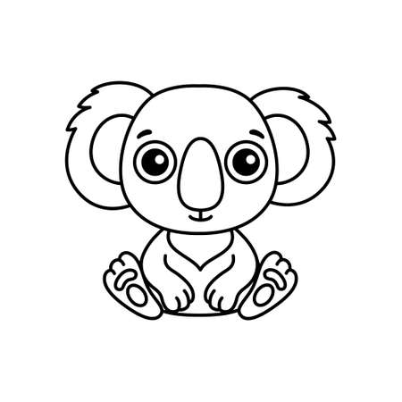 Zoo animal for children coloring book. Funny koala in a cartoon styleのイラスト素材