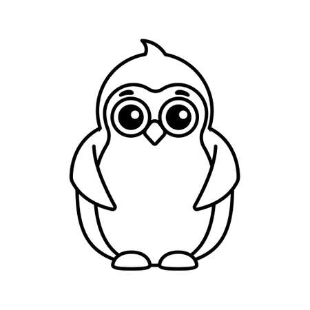 Zoo animal for children coloring book. Funny penguin in a cartoon styleのイラスト素材