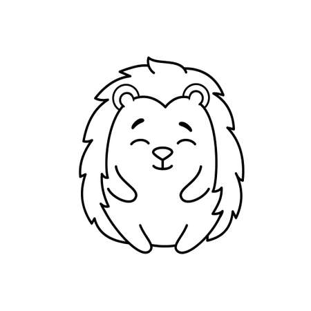 Vector illustration of funny smiling hedgehog for children coloring bookのイラスト素材