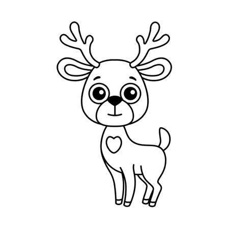 Forest animal for children coloring book. Funny deer in a cartoon styleのイラスト素材