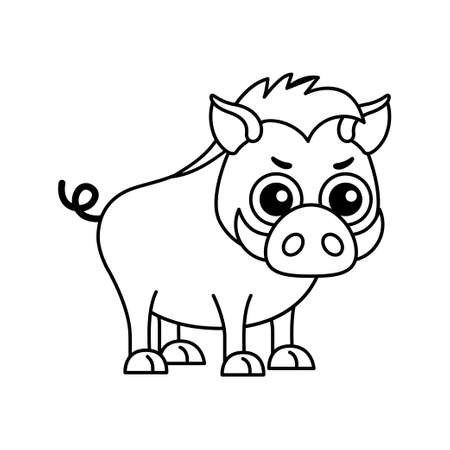 Forest animal for children coloring book. Funny boar in a cartoon styleのイラスト素材