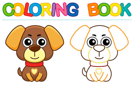 Farm animal for children coloring book. Vector illustration of funny dog in a cartoon styleのイラスト素材