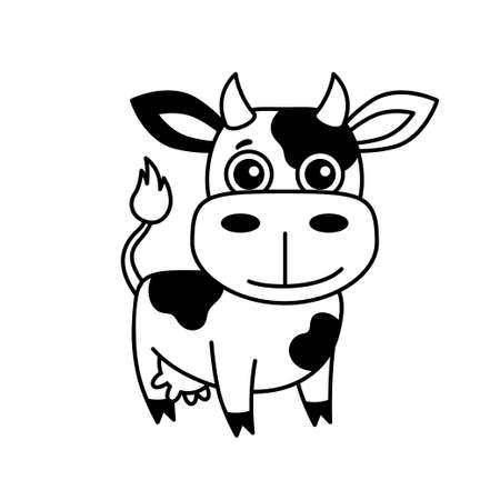funny farm animals. Coloring cow in a cartoon styleのイラスト素材