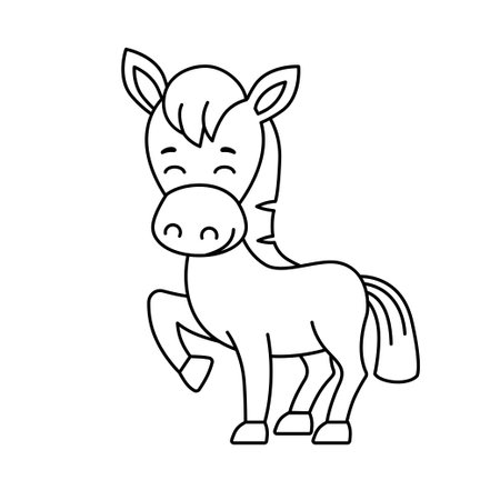 funny farm animals. Coloring horse in a cartoon styleのイラスト素材