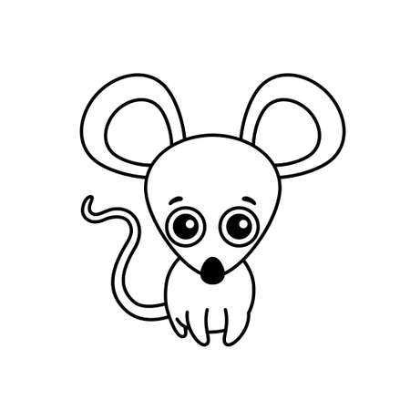 Funny pet animal. Coloring mouse in a cartoon styleのイラスト素材