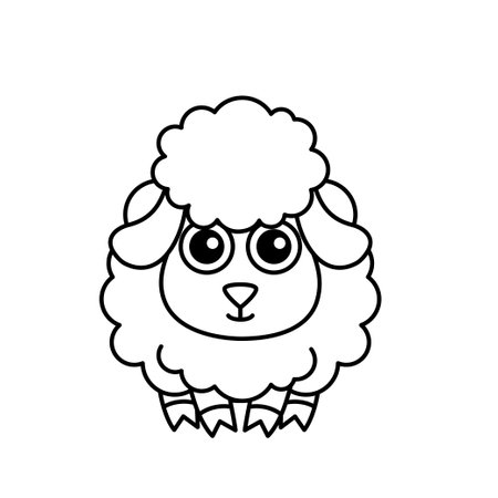 funny farm animals. Coloring sheep in a cartoon styleのイラスト素材