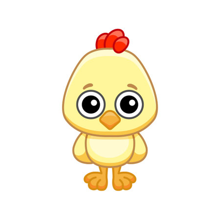 Vector farm animals. Funny little chicken in a cartoon styleのイラスト素材
