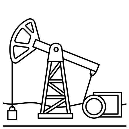 Oil production in the desert, oil rigsのイラスト素材