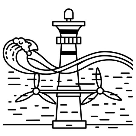 Energy Plant. Eco green energy concept. vector line illustrationのイラスト素材