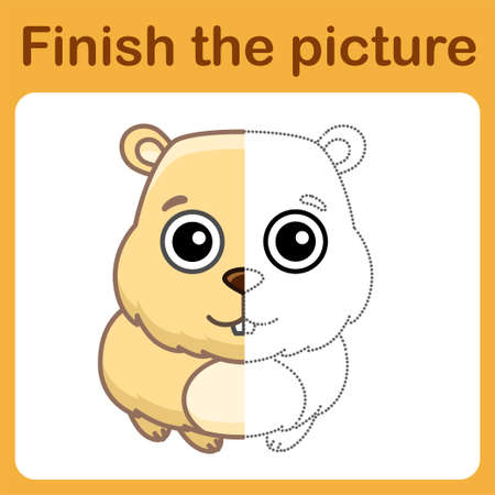 Connect the dot and complete the picture of guinea pig, hamster. Simple coloring for kids. drawing gameのイラスト素材