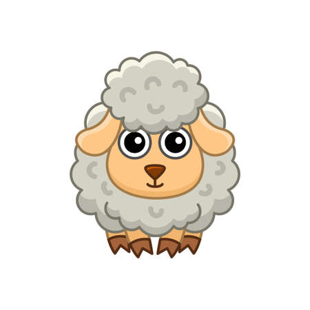 Vector farm animals. Funny little sheep in a cartoon styleのイラスト素材