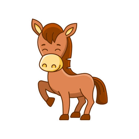 Vector farm animals. Funny little horse in a cartoon styleのイラスト素材