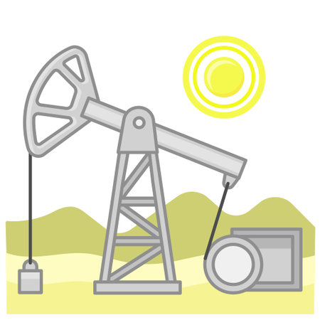 Oil production in the desert, oil rigsのイラスト素材