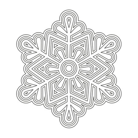Winter coloring book page for adult. Decorative openwork snowflake. Black and white vector illustrationのイラスト素材