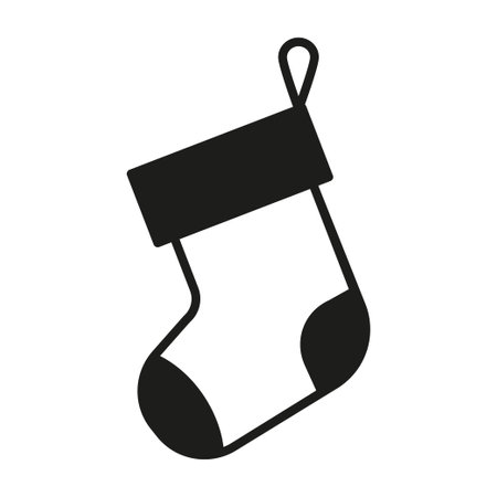 Vector winter logo design. Black and white Christmas socks iconのイラスト素材