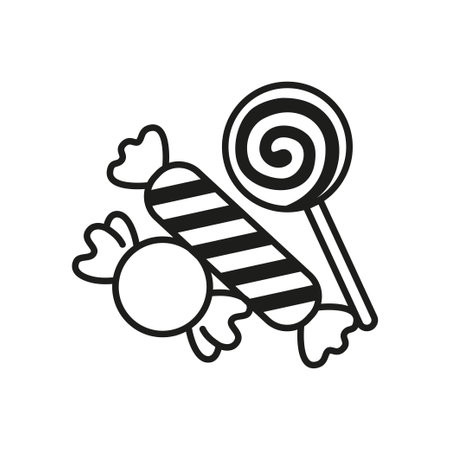 Vector candy logo design. Black and whiter sweet foodのイラスト素材