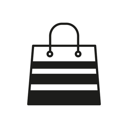 Black and white Shopping bag outline iconのイラスト素材