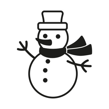 Vector winter icon design. Black and white snowman logoのイラスト素材