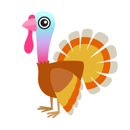 Vector illustration of cute turkey in cartoon styleのイラスト素材