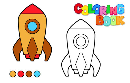 Vector illustration of a rocket ship. Coloring book for childrenのイラスト素材