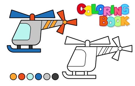 Vector illustration of a helicopter. Coloring book for children. Simple levelのイラスト素材