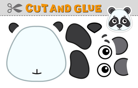 Cut out and glue a panda bear head. vector illustration. Paper applique for children's creativity, activity and learningのイラスト素材