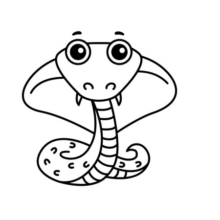 Children coloring book. Vector illustration of snake, cobra, in a cartoon styleのイラスト素材