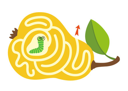Labyrinth game for children. Help the caterpillar find a wayのイラスト素材