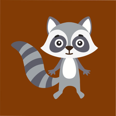 Funny forest animal in a cartoon style. Cute raccoonのイラスト素材