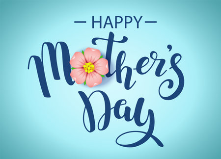 Card template with text message With Happy Mothers day and cherry flowersのイラスト素材