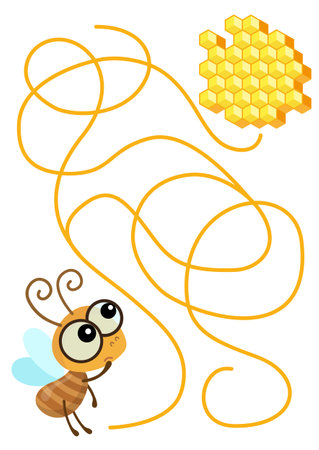 Maze game for children. Help a bee to find a correct wayのイラスト素材