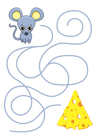 Maze game for children. Help a mouse to find a correct wayのイラスト素材
