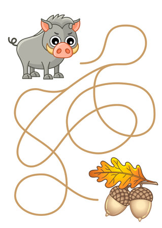 Maze game for children. Help a boar to find a correct wayのイラスト素材