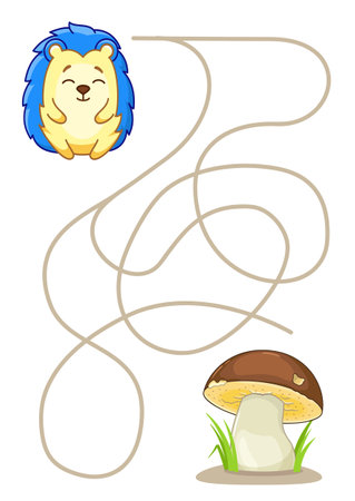 Maze game for children. Help a hedgehog to find a correct wayのイラスト素材