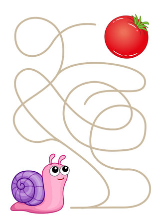 Maze game for children. Help a snail to find a correct wayのイラスト素材