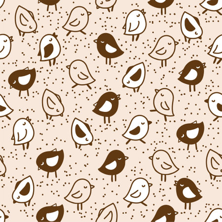 Seamless pattern of little doodle chicks in retro styleのイラスト素材