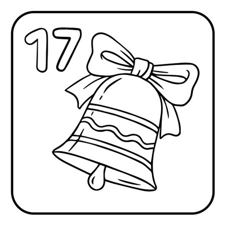 Xmas coloring advent calendar. Hand drawn vector poster with different Christmas symbols bellのイラスト素材